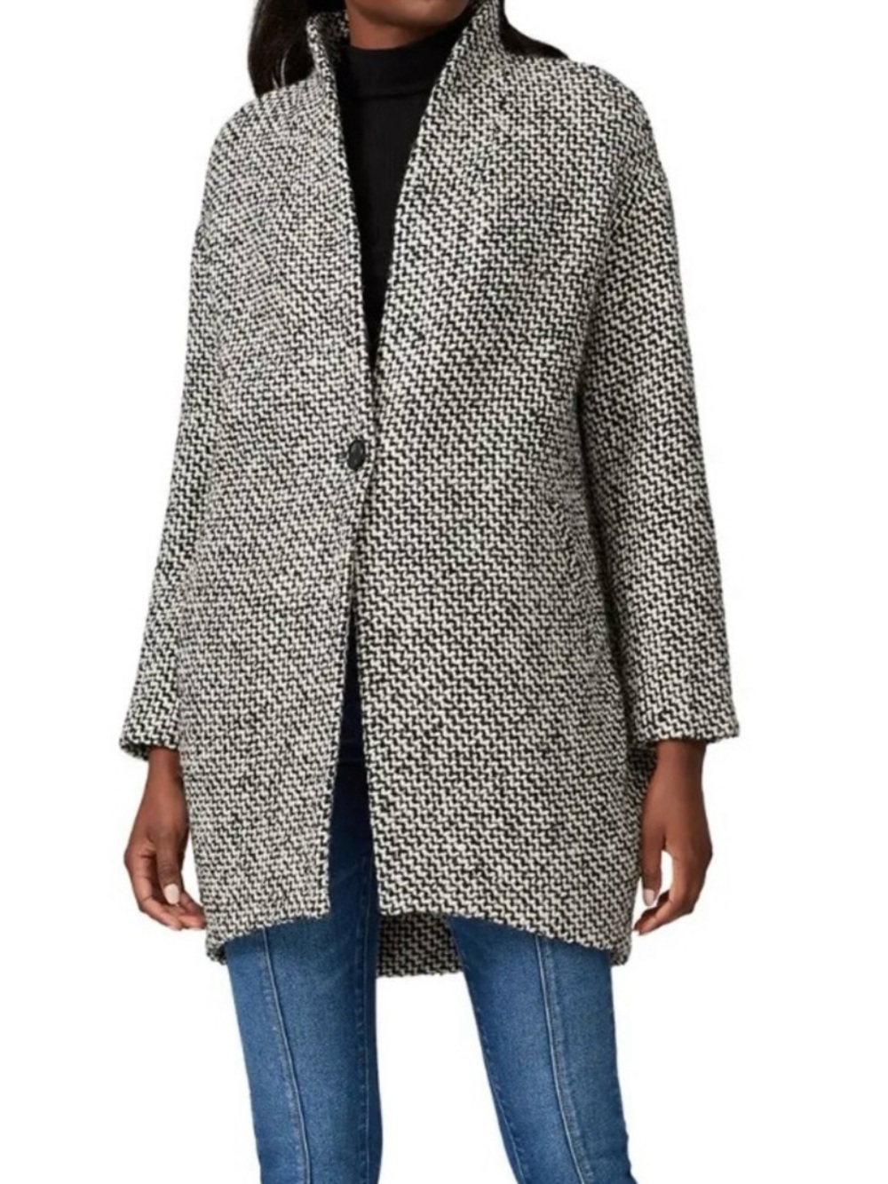 Blank NYC black white wool coat long coat jacket oversized blazer